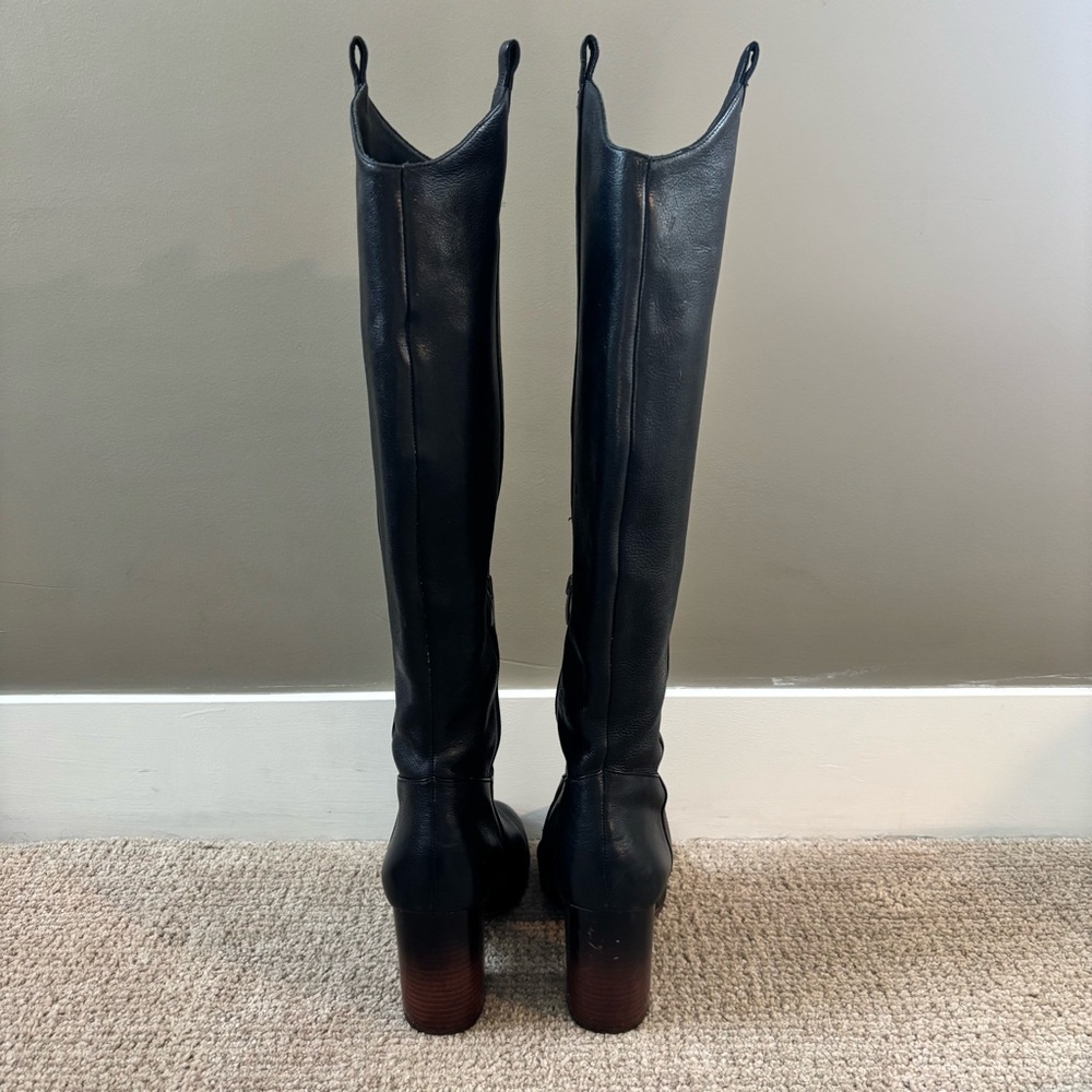 Via Spiga Black Leather Knee High Boots Block Heel Women’s Size 9 Made in Italy​ - Picture 6 of 9
